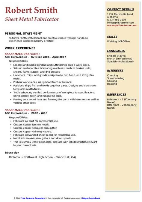 write metal fabrication resume|writing a metal fabrication resume.